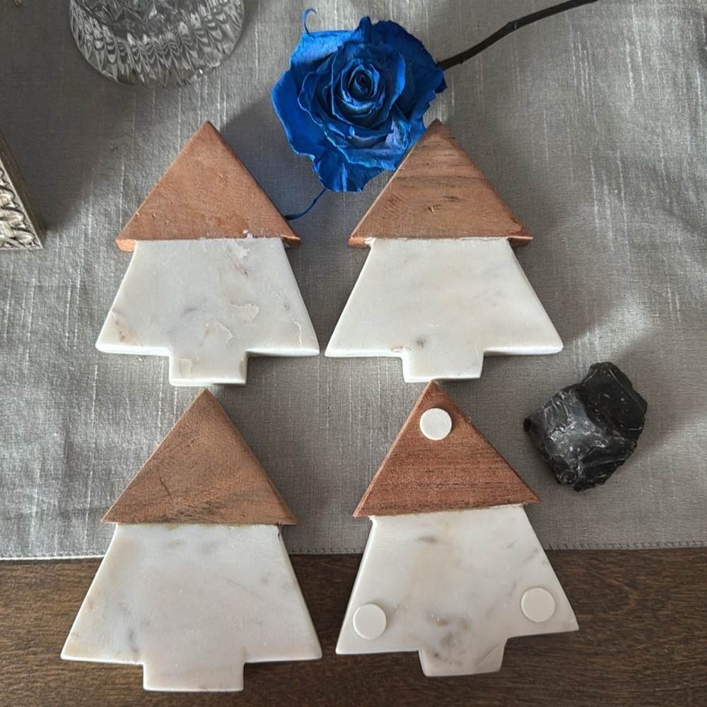 White and Brown Holiday Decor Minimalist Christmas Tree Ornaments. Set o…